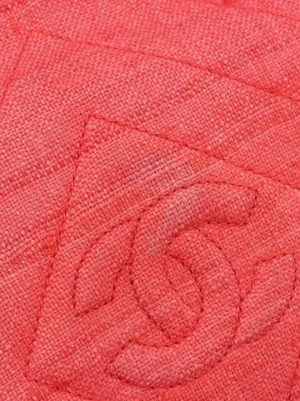 CHANEL Chain Shoulder Bag Canvas Red Gold CC Auth 185838A